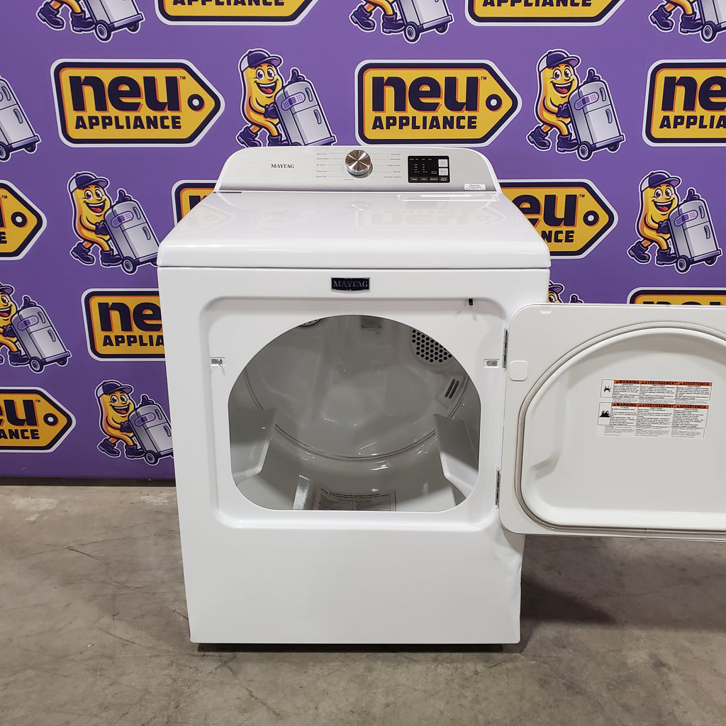 Pictures of Maytag Top Load 4.8 cu ft Washer with Deep Fill and Slow-Close Glass Lid MVW6200KW - Scratch & Dent (Major) and Maytag 7.0 cu ft Electric Dryer with Moisture Sensing and Quick Dry Cycle 16174 - MED6200KW - Scratch & Dent (Major) - Neu Appliance Outlet - Discount Appliance Outlet in Austin, Tx