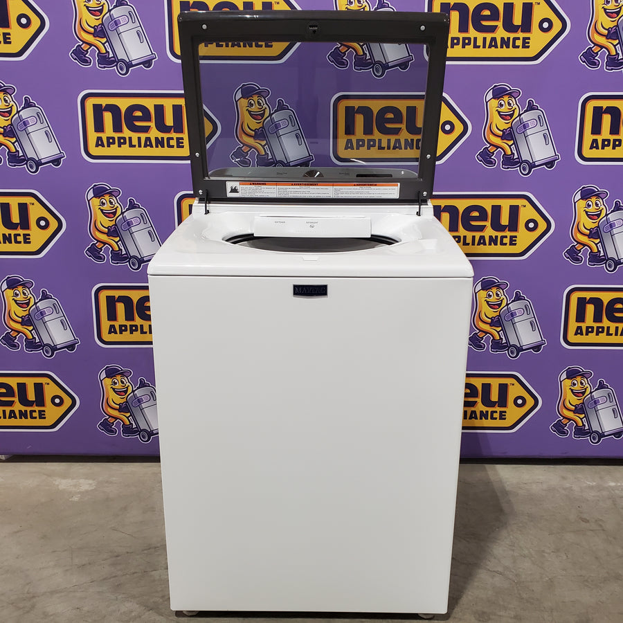 Maytag Top Load 4.8 cu ft Washer with Deep Fill and Slow-Close Glass Lid MVW6200KW - Scratch & Dent (Minor) and Maytag 7.0 cu. ft Top Load Gas Dryer with Moisture Sensing 16223 - MGD6200KW - Scratch and Dent (Moderate)