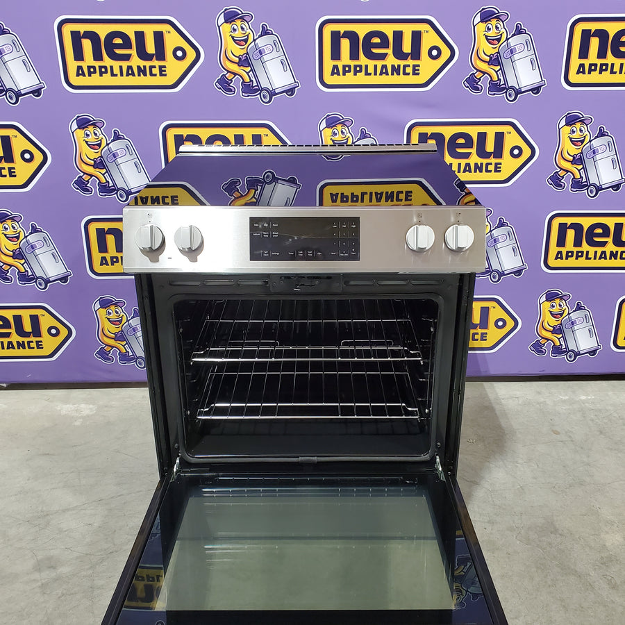 Beko Self Cleaning Slide-In Range with Telescopic Roller Racks and Faster Preheat Time SLER30423SS - Scratch & Dent (Moderate)