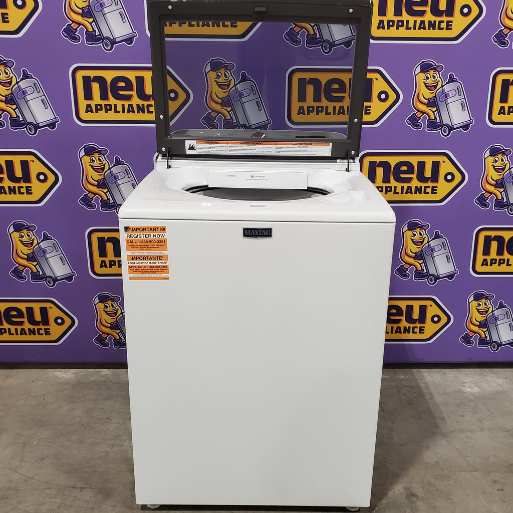Pictures of Maytag Top Load 4.8 cu ft Washer with Deep Fill and Slow-Close Glass Lid MVW6200KW - Scratch & Dent (Minor) and Maytag 7.0 cu ft Electric Dryer with Moisture Sensing and Quick Dry Cycle 16164 - MED6200KW - Open Box - Neu Appliance Outlet - Discount Appliance Outlet in Austin, Tx
