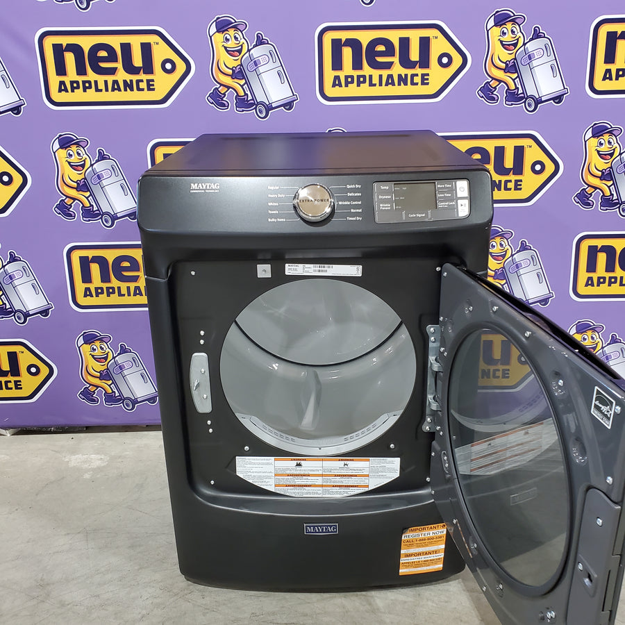 Maytag 7.3 Cu. Ft. Stackable Electric Dryer with Extra Power Button in Volcano Black MED5630MBK - Scratch & Dent (Moderate)