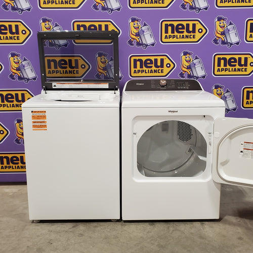 5.2–5.3 Cu. Ft. Whirlpool® Top Load Washer in White with Removable Agitator WTW6157PW - Open Box and 7.0 Cu. Ft. Whirlpool® Top Load Electric Dryer in White with Moisture Sensor 16079 - WED6150PW - Scratch & Dent (Minor)