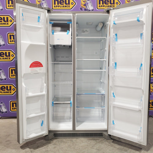 Pictures of Frigidaire 25.6 cu. ft. ENERGY STAR Side by Side Refrigerator with Exterior Water and Ice Dispenser in Stainless Steel FRSS2623AS - Open Box - Neu Appliance Outlet - Discount Appliance Outlet in Austin, Tx