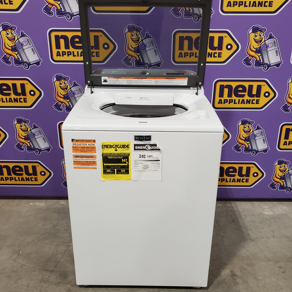Pictures of Maytag Top Load 4.8 cu ft Washer with Deep Fill and Slow-Close Glass Lid MVW6200KW - Scratch & Dent (Minor) and Maytag 7.0 cu ft Electric Dryer with Moisture Sensing and Quick Dry Cycle 16155 - MED6200KW - Open Box - Neu Appliance Outlet - Discount Appliance Outlet in Austin, Tx