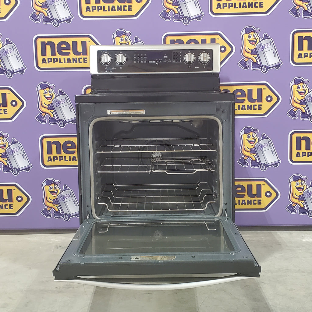 Pictures of Whirlpool Fingerprint Resistant Stainless Steel Glass Top 30 In. 5 Burner Electric 6.4 Cu. Ft. Freestanding Range with True Convection Cooking WFE770H0FZ - Certified Refurbished - Neu Appliance Outlet - Discount Appliance Outlet in Austin, Tx