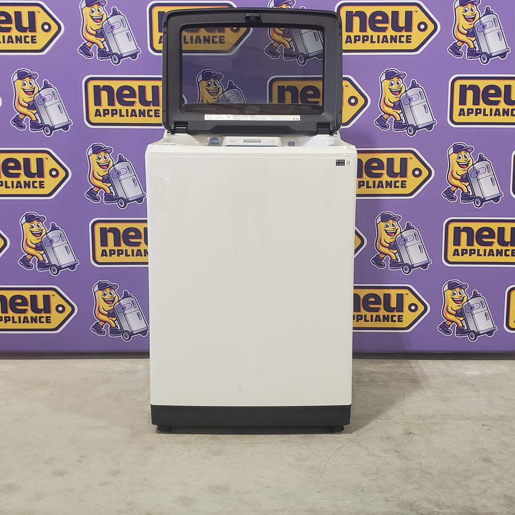 Pictures of 5.5 cu. ft. Samsung Extra-Large Capacity Smart Super Speed Ivory Top Load Washer (Scratch & Dent) - Minor and 7.4-cu ft Electric Steam Sanitize+ Dryer in Ivory (Scratch & Dent) - Minor - Neu Appliance Outlet - Discount Appliance Outlet in Austin, Tx
