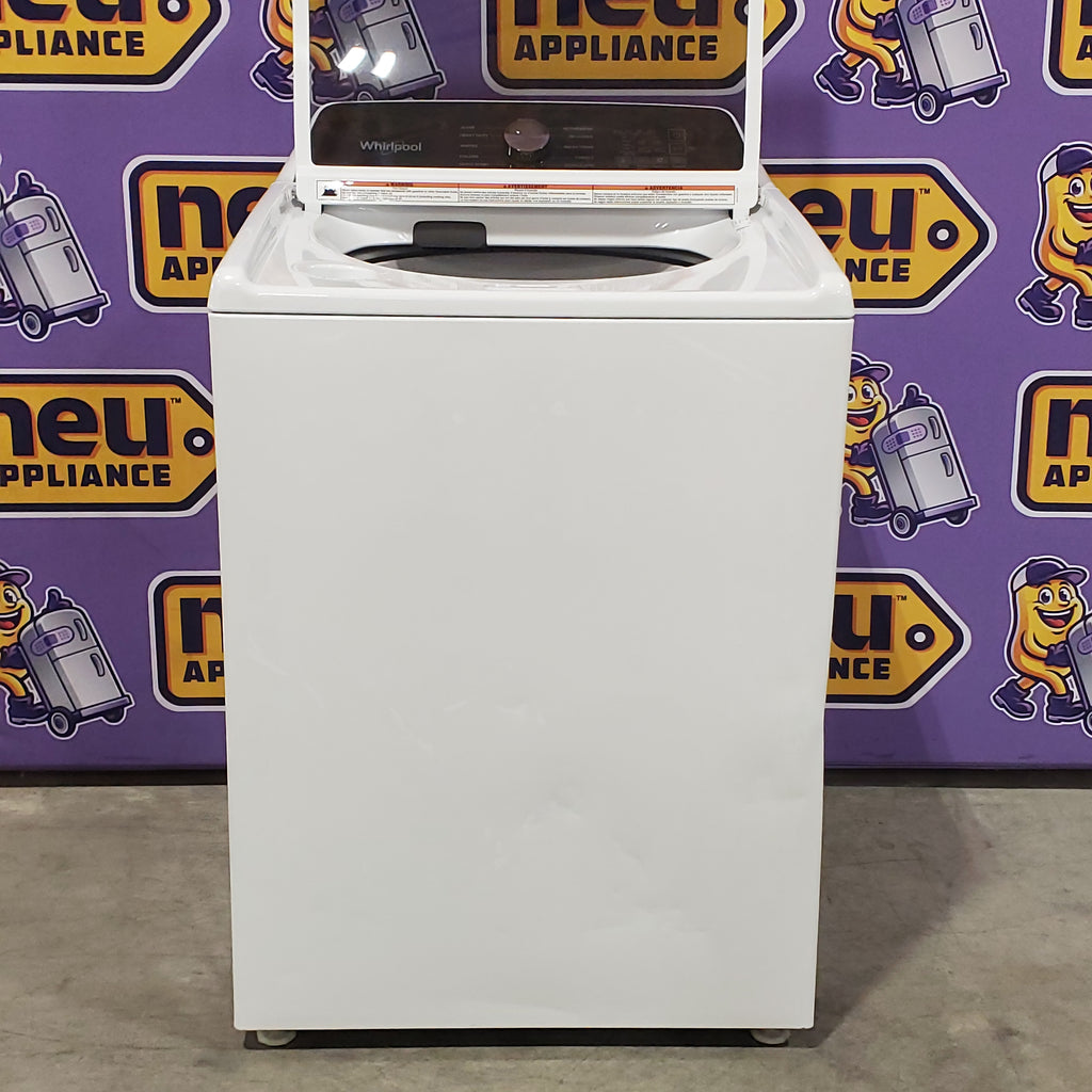 Whirlpool 4.6 Cu. Ft. Top Load Impeller Washer with Built-in Faucet WTW5020SW  - Scratch & Dent (Moderate) and Whirlpool® 7.0 Cu. Ft. Electric Dryer with Moisture Sensor and Steam Refresh Cycle 16144 - WED6150PW - Open Box