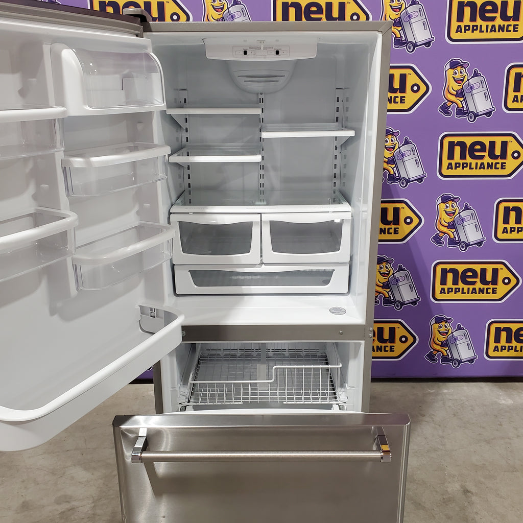 Pictures of KitchenAid 18.7 cu. ft. Bottom Freezer Refrigerator in Stainless Steel 31133SD136 - KRBL109ESS - Scratch & Dent (Moderate) - Neu Appliance Outlet - Discount Appliance Outlet in Austin, Tx