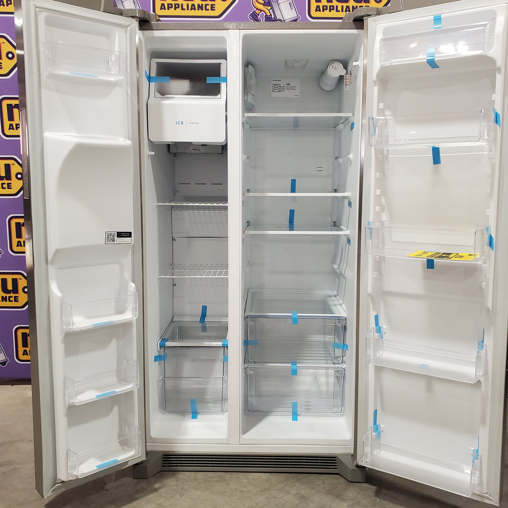 Frigidaire 25.6 cu. ft. ENERGY STAR Side by Side Refrigerator with Exterior Water and Ice Dispenser in Stainless Steel 3SD967 - FRSS2623AS - Scratch & Dent (Moderate)