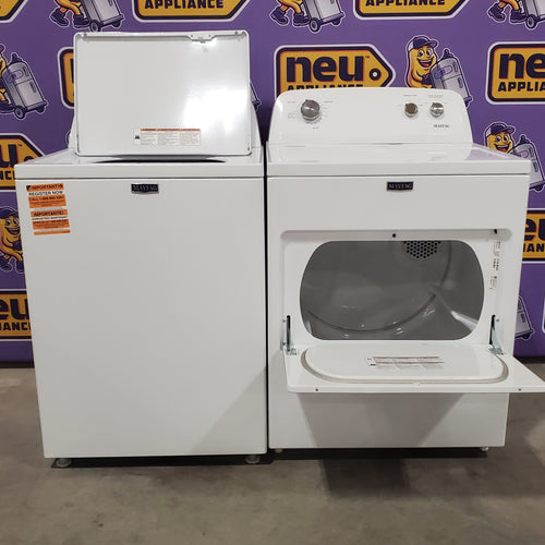 Pictures of Maytag Top Load 3.8 cu. ft. Washer with Deep Fill and Quick Wash Cycle MVW4005SW - Open Box and Maytag Top Load Electric Wrinkle Prevent 7.0 cu. ft. Dryer with Auto Dry 16128 - MED4005SW - Open Box - Neu Appliance Outlet - Discount Appliance Outlet in Austin, Tx