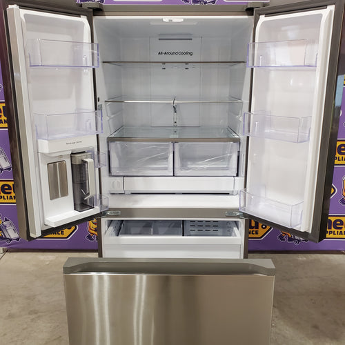 Samsung 25 cu. ft. 33" Wide Standard Depth 3-Door French Door Smart Refrigerator in Stainless Steel with Beverage Center and Dual Ice Maker 30132SD55 - RF25C5551SR - Scratch & Dent (Minor)
