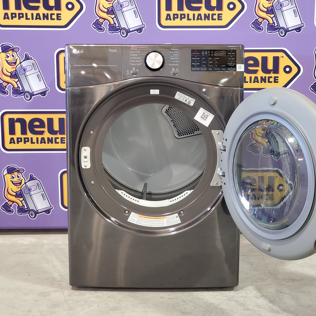 Pictures of LG Black Steel 4.5 Cu. Ft. Front Load Washer with TurboWash360 WM4000HBA - New in Box and LG Black Steel Smart Wi-Fi Enabled Front Load Electric 7.4 Cu. Ft. Dryer with TurboSteam and Built-In Intelligence DLEX4000B - Open Box - Neu Appliance Outlet - Discount Appliance Outlet in Austin, Tx