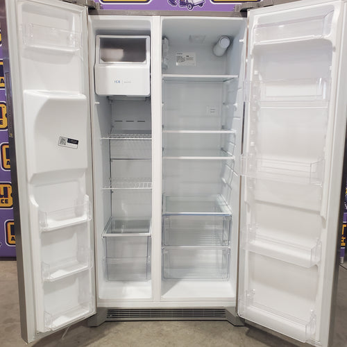 Frigidaire 25.6 cu. ft. ENERGY STAR Side by Side Refrigerator with Exterior Water and Ice Dispenser in Stainless Steel 20231SD267 - FRSS2623AS - Scratch & Dent (Moderate)