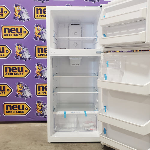 Frigidaire Top Freezer 18 Cu. Ft. Capacity Refrigerator with Spacious Interior Storage and Bright LED Lighting in White FFHT1822UW - Scratch and Dent (Major)