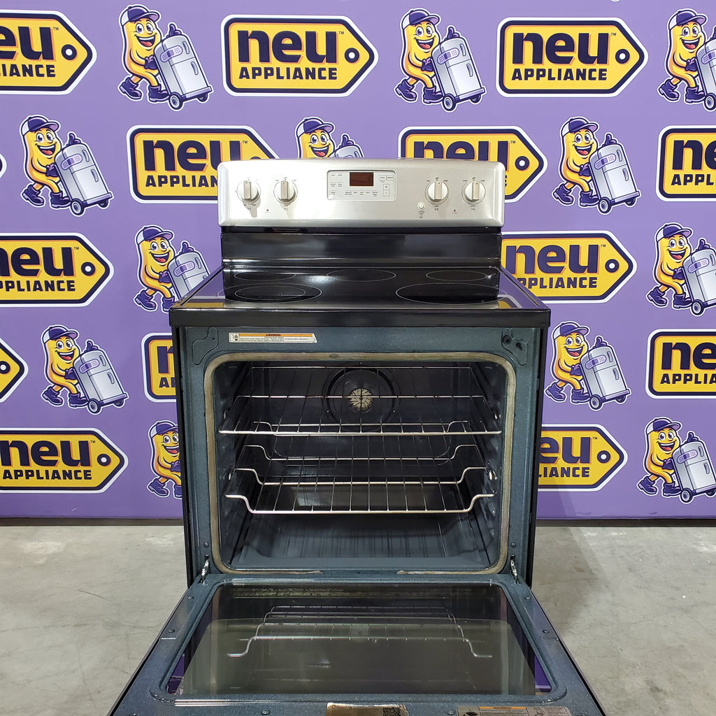 Pictures of Maytag Glass Top 5 Elements 6.2-cu ft Self-Cleaning Freestanding Electric Range in Stainless Steel 25139SD774 - MER8700DS - Neu Appliance Outlet - Discount Appliance Outlet in Austin, Tx