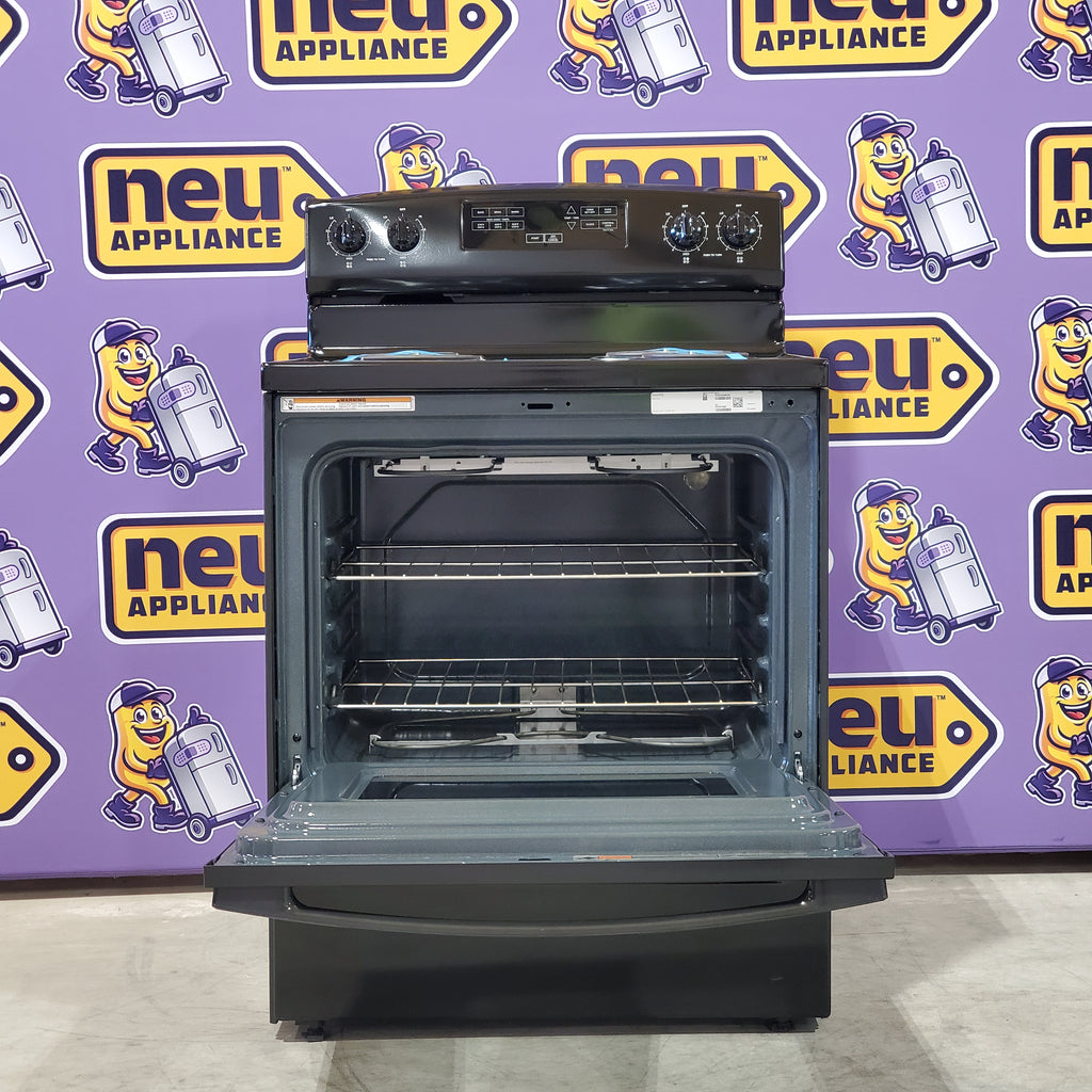 Pictures of Black Amana 30-inch Electric Range with Temp Assure Cooking System ACR4303MFB8 - Open Box - Neu Appliance Outlet - Discount Appliance Outlet in Austin, Tx