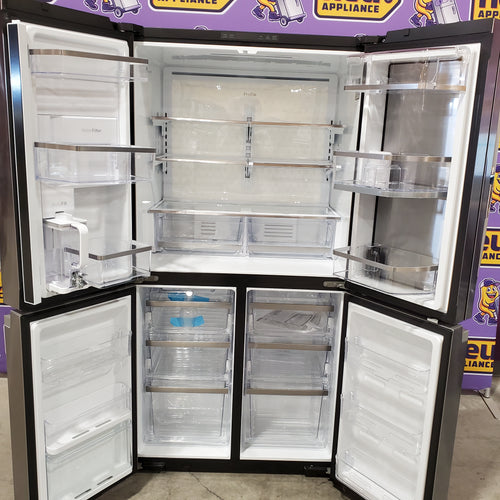 Pictures of GE Profile ENERGY STAR® 22.9 Cu. Ft. Counter-Depth Quad-Door Refrigerator with Dual-Dispense AutoFill Pitcher and Door in Door GE9851 - PHD23BYWFS - New in Box - Neu Appliance Outlet - Discount Appliance Outlet in Austin, Tx
