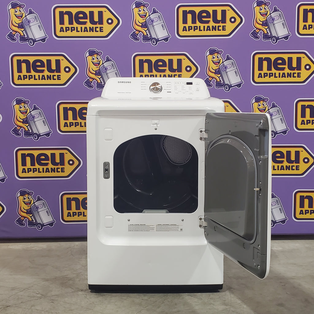 Pictures of Samsung 4.5 cu. ft. Top Load Washer with Vibration Reduction Technology+ in White WA45T3200AW - Certified Refurbished and Samsung 7.2 cu. ft. Electric Dryer with Sensor Dry in White DVE45T3200W - Certified Refurbished - Neu Appliance Outlet - Discount Appliance Outlet in Austin, Tx