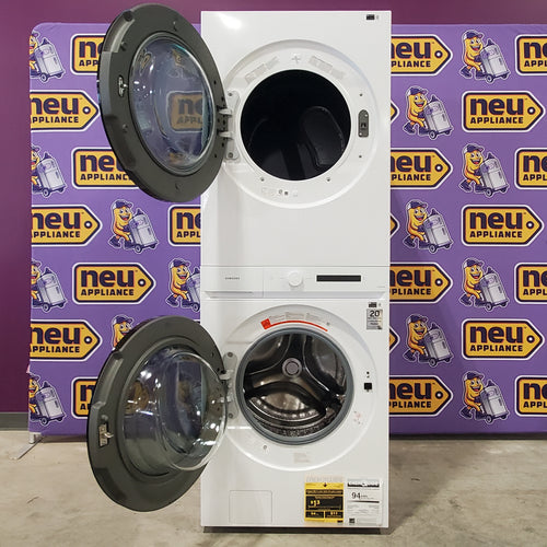 Pictures of Samsung Bespoke White AI Laundry Hub with 4.6 Cu. Ft. Washer with Steam Wash and 7.3 Cu. Ft. Dryer WH46DBH100EWA3 - Scratch and Dent (Minor) - Neu Appliance Outlet - Discount Appliance Outlet in Austin, Tx