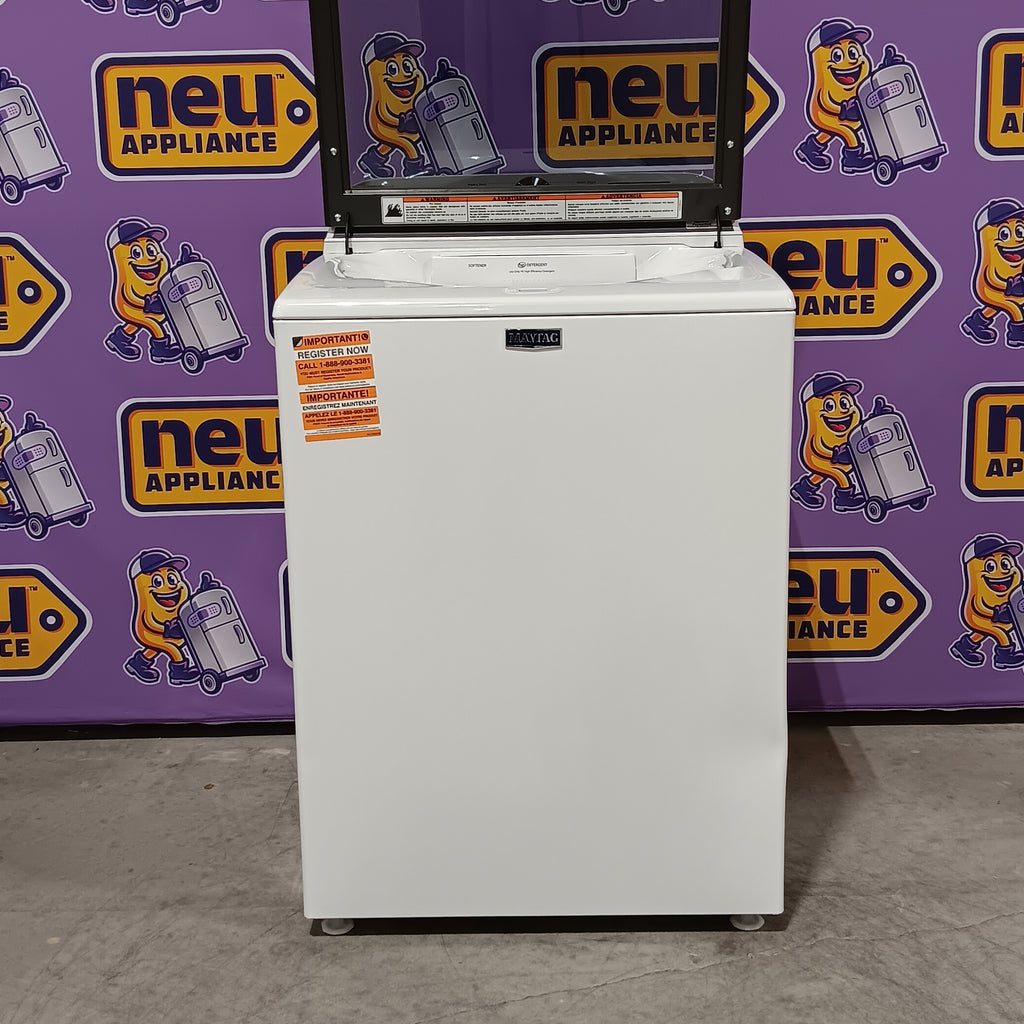 Pictures of Maytag Top Load 4.8 cu ft Washer with Deep Fill and Slow-Close Glass Lid MVW6200KW - Scratch & Dent (Minor) and Maytag 7.0 cu ft Electric Dryer with Moisture Sensing and Quick Dry Cycle 16157 - MED6200KW - Scratch & Dent (Minor) - Neu Appliance Outlet - Discount Appliance Outlet in Austin, Tx