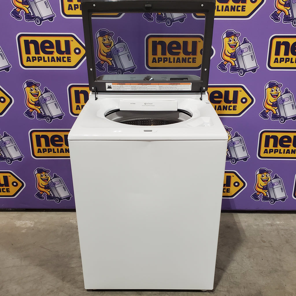 Pictures of Maytag Top Load 4.8 cu ft Washer with Deep Fill and Slow-Close Glass Lid MVW6200KW - Scratch & Dent (Moderate) and Maytag 7.0 cu ft Electric Dryer with Moisture Sensing and Quick Dry Cycle T8712 - MED6200KW - Scratch & Dent (Moderate) - Neu Appliance Outlet - Discount Appliance Outlet in Austin, Tx
