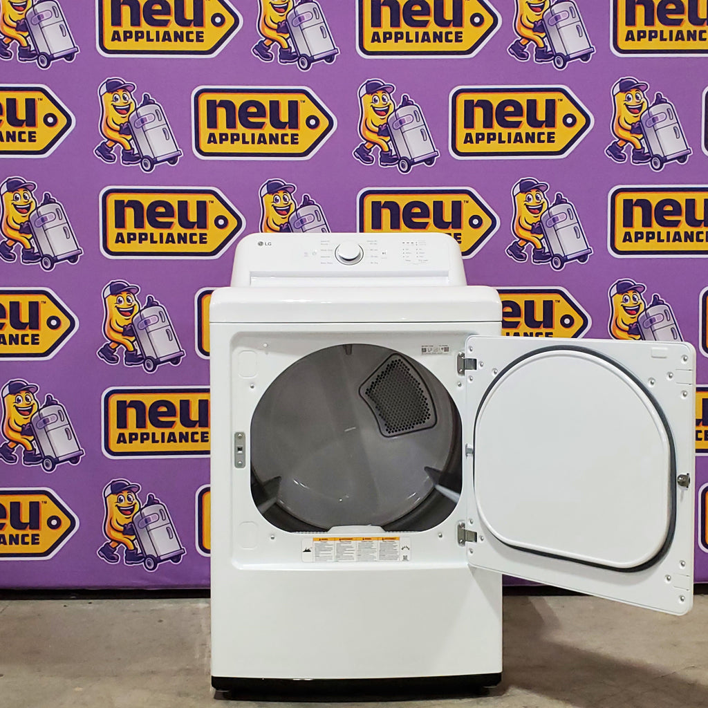 LG 4.3 cu. ft. Capacity Top Load Washer with TurboDrum™ Technology and Impeller WT6100CW - Open Box and LG 7.3 Cu. Ft.  Electric Rear Control Ultra Large Capacity Dryer in White with Sensor Dry 16058 - DLE6100W - Open Box