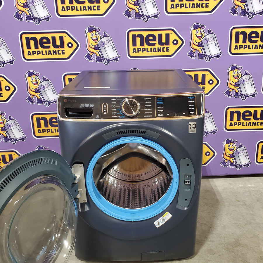 GE Profile 5.3 cu. ft. Smart Front Load ENERGY STAR Washer with OdorBlock UltraFresh Vent System and Microban Technology in Sapphire Blue 31133SD169 - PFW870SPVRS - Scratch & Dent (Moderate)