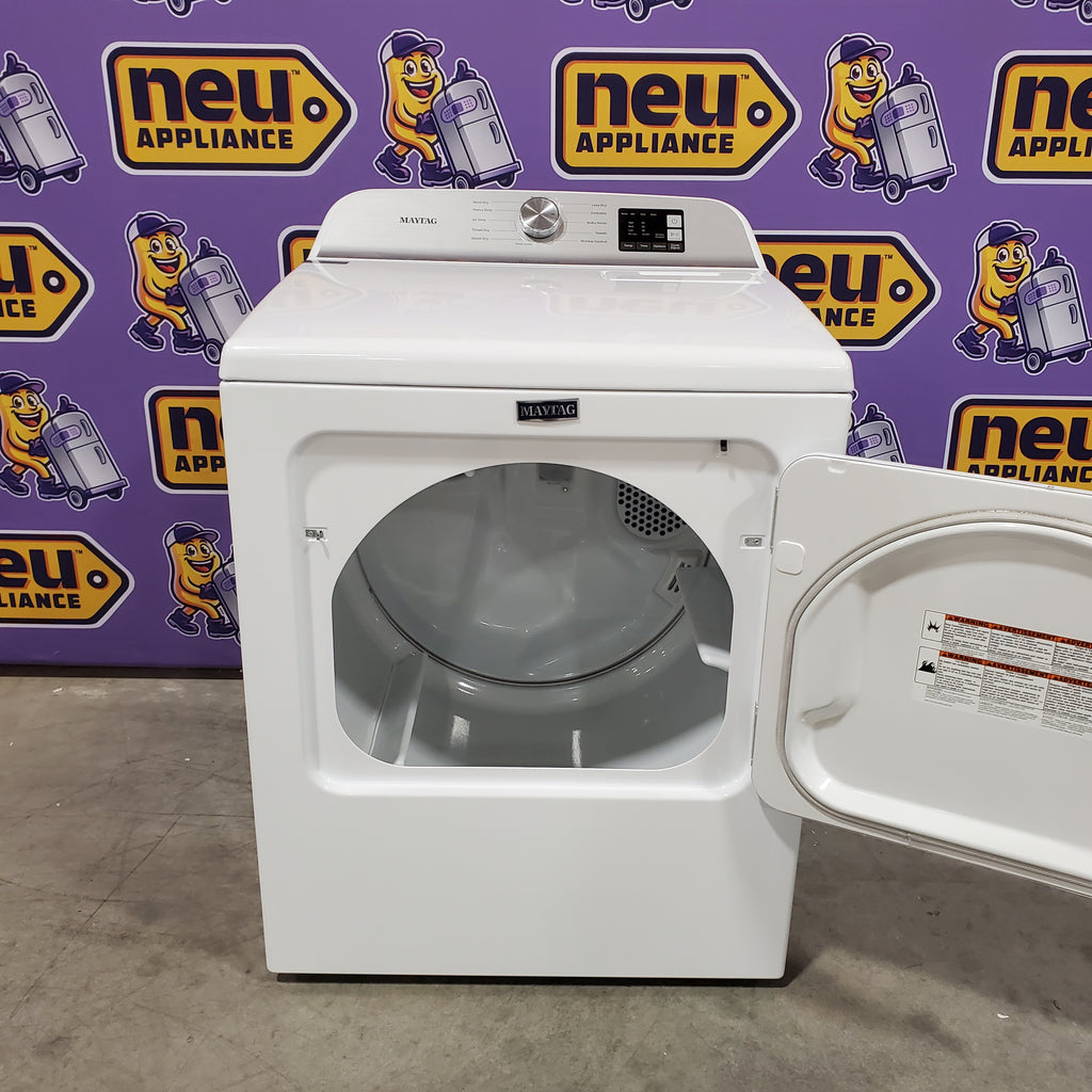 Pictures of Maytag Top Load 4.8 cu ft Washer with Deep Fill and Slow-Close Glass Lid MVW6200KW - Scratch & Dent (Minor) and Maytag 7.0 cu ft Electric Dryer with Moisture Sensing and Quick Dry Cycle 16155 - MED6200KW - Open Box - Neu Appliance Outlet - Discount Appliance Outlet in Austin, Tx