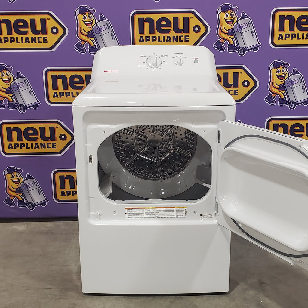 Hotpoint® 4.0 cu. ft. Capacity Washer with Cold Plus and Water Level Control HTW265ASWWW - Scratch & Dent (Minor) and Hotpoint® 6.2 cu. ft. vented Electric Dryer with Auto Dry 16145 - HTX26EASWWW - Certified Refurbished