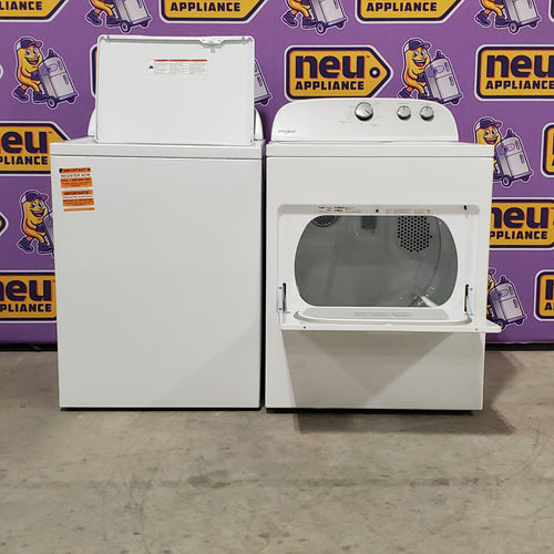 Whirlpool 3.5 cu. ft. High Efficiency Top Load Washing Machine with Deep Water Wash WTW4816FW - Open Box and Whirlpool 7.0 cu. ft. Top Load Gas Dryer with AutoDry™ Drying System with Wrinkle Shield™ Option 16033 - WGD4950HW- Scratch & Dent (Minor)