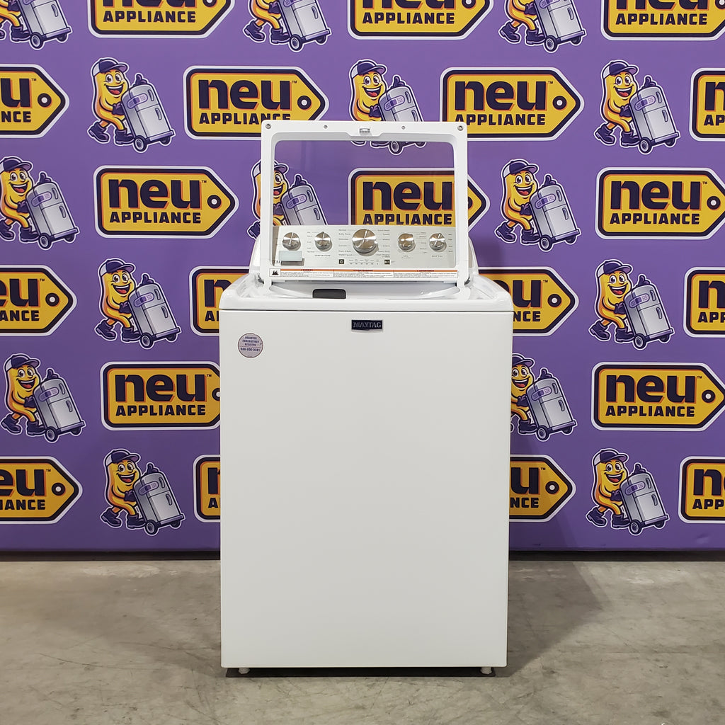 Pictures of MayTag 4.8 cu. ft. Top Load Washer with Extra Power, Built-In Water Faucet MVW5430MW - Scratch & Dent (Minor) and MayTag 7.0 cu. ft. Top Load Electric Wrinkle Prevent Dryer MED4500MW - Certified Refurbished - Neu Appliance Outlet - Discount Appliance Outlet in Austin, Tx