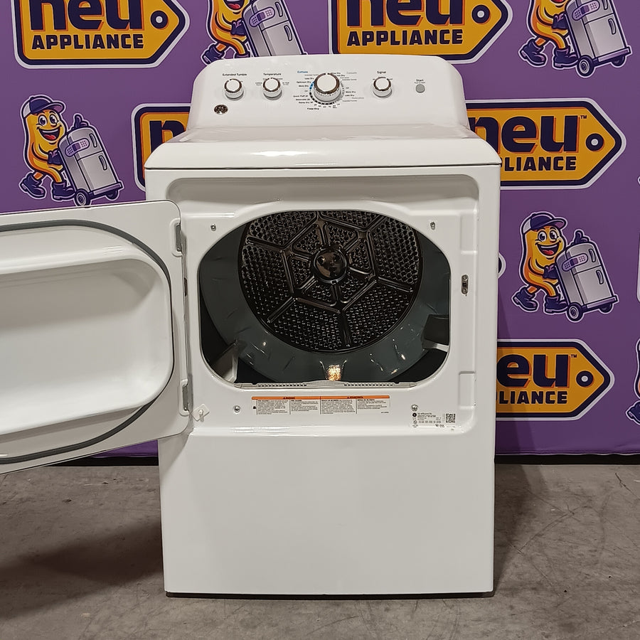 GE White Top Load 4.0 Cu. Ft. Capacity Washer with Stainless Steel Wash Basket GTW325ASWWW - New in Box and GE White Electric 7.2 Cu. Ft. Dryer with Aluminized Alloy Drum 16239 - GTD42EASJWW - Certified Refurbished
