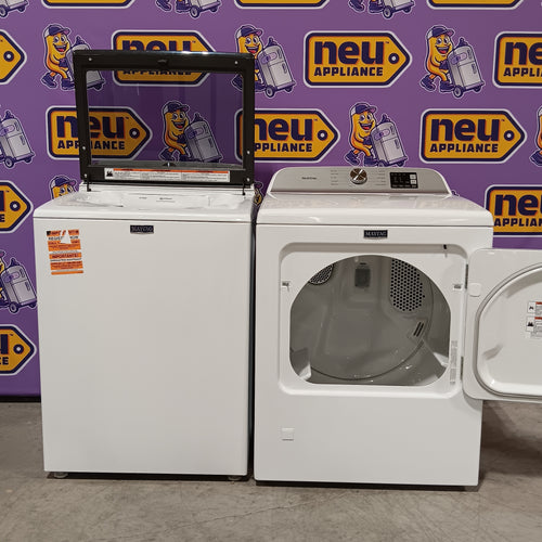 Pictures of Maytag Top Load 4.8 cu ft Washer with Deep Fill and Slow-Close Glass Lid MVW6200KW - Scratch & Dent (Minor) and Maytag 7.0 cu. ft Top Load Gas Dryer with Moisture Sensing 16154 - MGD6200KW - Scratch and Dent (Minor) - Neu Appliance Outlet - Discount Appliance Outlet in Austin, Tx