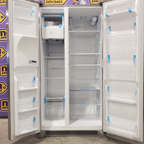 Pictures of Frigidaire 25.6 cu. ft. ENERGY STAR Side by Side Refrigerator with Exterior Water and Ice Dispenser in Stainless Steel FRSS2623AS - Scratch & Dent (Minor) - Neu Appliance Outlet - Discount Appliance Outlet in Austin, Tx