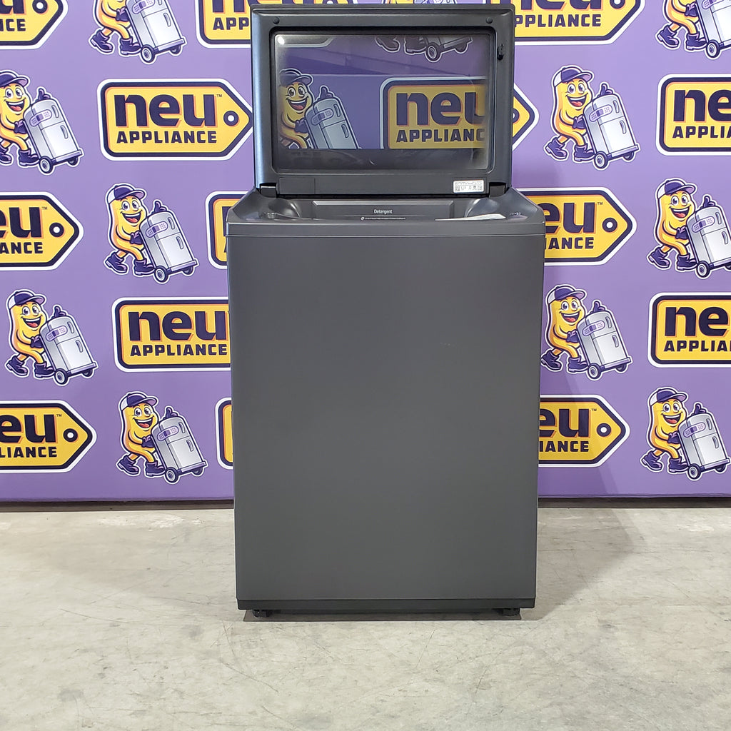 Pictures of LG 5.3 cu. ft. Capacity Top Load Washer with 4-Way® Agitator and EasyUnload™ WT8405CB - Open Box and LG 7.3 cu. ft. Capacity Smart Rear Control Electric Dryer with AI Sensing, EasyLoad™ Door DLE8400BE - Open Box - Neu Appliance Outlet - Discount Appliance Outlet in Austin, Tx