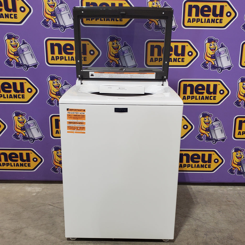 Pictures of Maytag Top Load 4.8 cu ft Washer with Deep Fill and Slow-Close Glass Lid MVW6200KW - Scratch & Dent (Minor) and Maytag 7.0 cu. ft Top Load Gas Dryer with Moisture Sensing 16172 - MGD6200KW - Scratch and Dent (Minor) - Neu Appliance Outlet - Discount Appliance Outlet in Austin, Tx