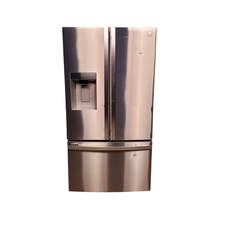 Stainless Steel ENERGY STAR Kenmore Elite 30.6 cu. ft. 3 Door French Door Refrigerator with Exterior Ice and Water - Scratch & Dent - Moderate