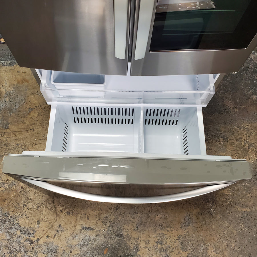 Counter Depth LG Stainless Steel Instaview 22.6 cu. ft. 3 Door French Door Refrigerator with Ice Maker and Door within Door - Scratch & Dent - Minor