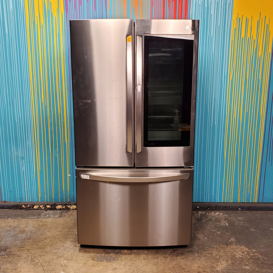 Counter Depth LG Stainless Steel Instaview 22.6 cu. ft. 3 Door French Door Refrigerator with Ice Maker and Door within Door - Scratch & Dent - Minor