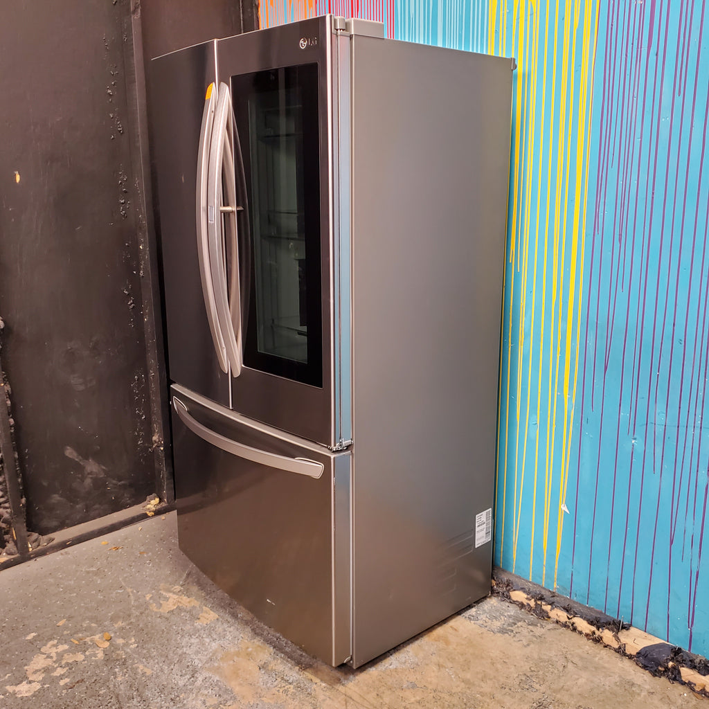 Pictures of Scratch and Dent - Counter Depth LG Print Proof Stainless Steel ENERGY STAR Instaview 22.6 cu. ft. French Door Refrigerator with Ice Maker and Door within Door - Neu Appliance Outlet - Discount Appliance Outlet in Austin, Tx