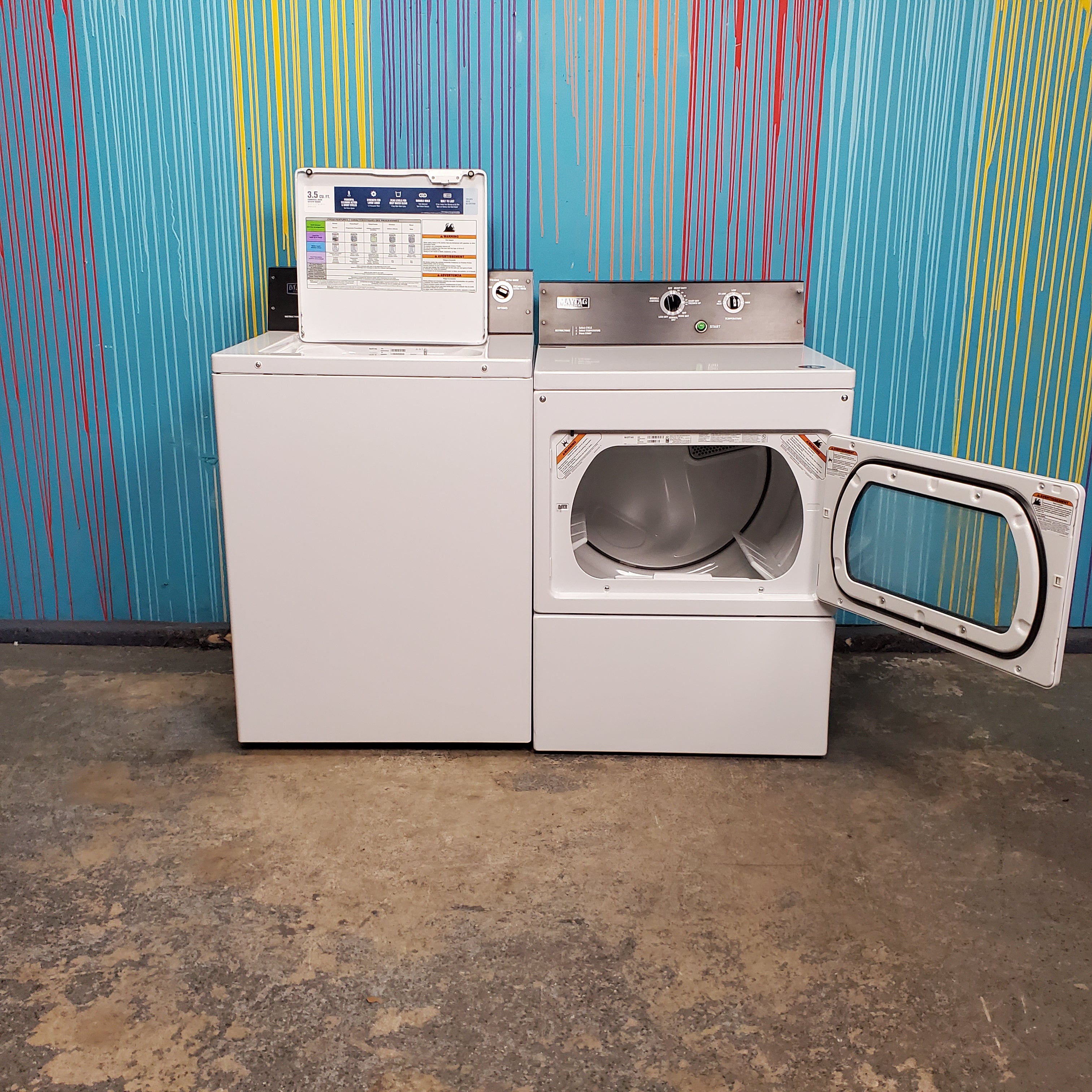 Pictures of Maytag 3.5 cu. ft. Smart Capable Top Load Washing Machine  and Maytag  7.4 cu. ft. Gas Dryer with Extra Power Button - Scratch & Dent - Minor - Neu Appliance Outlet - Discount Appliance Outlet in Austin, Tx