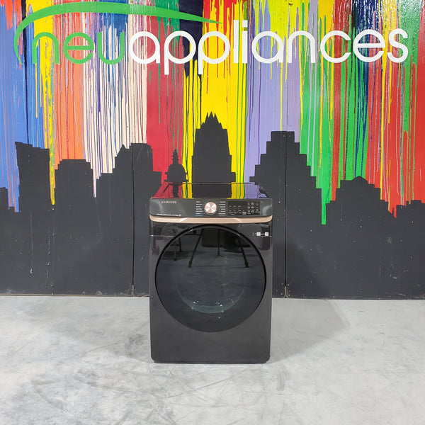 Fingerprint Resistant Black Stainless Steel ENERGY STAR Samsung 7.5 cu. ft. Frontload Gas Dryer with Steam- Scratch & Dent - Minor
