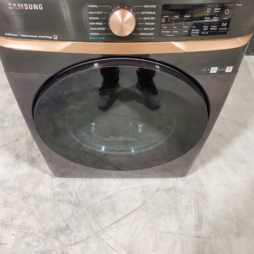 Pictures of Fingerprint Resistant Black Stainless Steel ENERGY STAR Samsung 7.5 cu. ft. Frontload Gas Dryer with Steam- Scratch & Dent - Minor - Neu Appliance Outlet - Discount Appliance Outlet in Austin, Tx