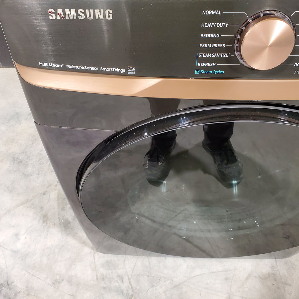 Pictures of Fingerprint Resistant Black Stainless Steel ENERGY STAR Samsung 7.5 cu. ft. Frontload Gas Dryer with Steam- Scratch & Dent - Minor - Neu Appliance Outlet - Discount Appliance Outlet in Austin, Tx