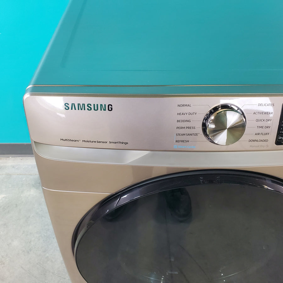 Champagne Samsung 7.5 cu. ft. Front Load Electric Dryer with Steam Sanitize+- Scratch & Dent - Minor