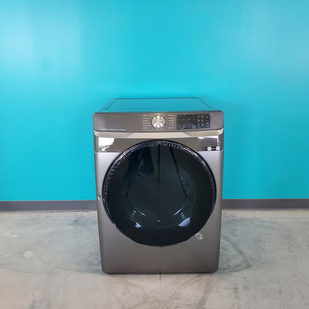 Pictures of Platinum Samsung 7.5 cu. ft. Front Load Electric Dryer with Steam- Scratch & Dent - Minor - Neu Appliance Outlet - Discount Appliance Outlet in Austin, Tx