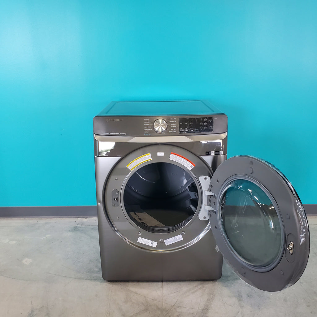 Pictures of Platinum Samsung 7.5 cu. ft. Front Load Electric Dryer with Steam- Scratch & Dent - Minor - Neu Appliance Outlet - Discount Appliance Outlet in Austin, Tx