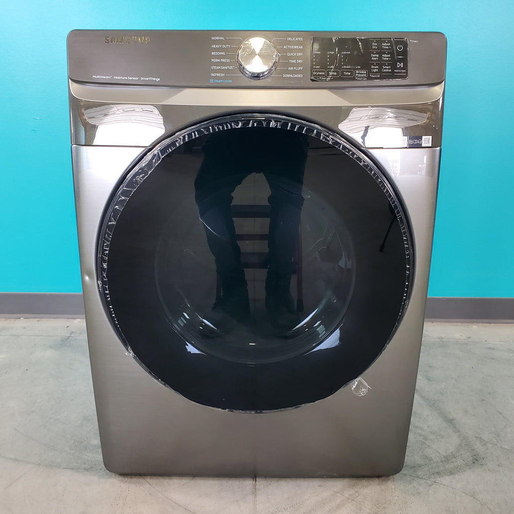 Pictures of Platinum Samsung 7.5 cu. ft. Front Load Electric Dryer with Steam- Scratch & Dent - Minor - Neu Appliance Outlet - Discount Appliance Outlet in Austin, Tx