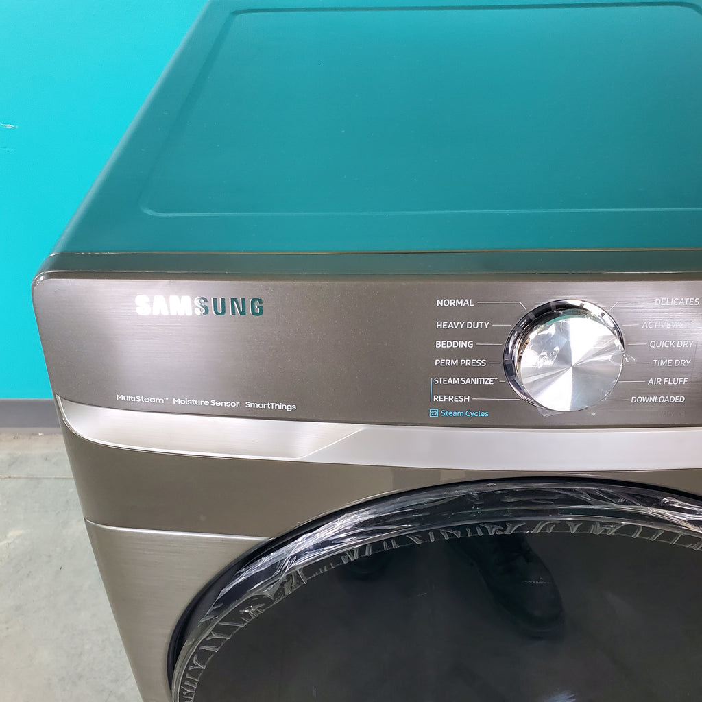 Pictures of Platinum Samsung 7.5 cu. ft. Front Load Electric Dryer with Steam- Scratch & Dent - Minor - Neu Appliance Outlet - Discount Appliance Outlet in Austin, Tx