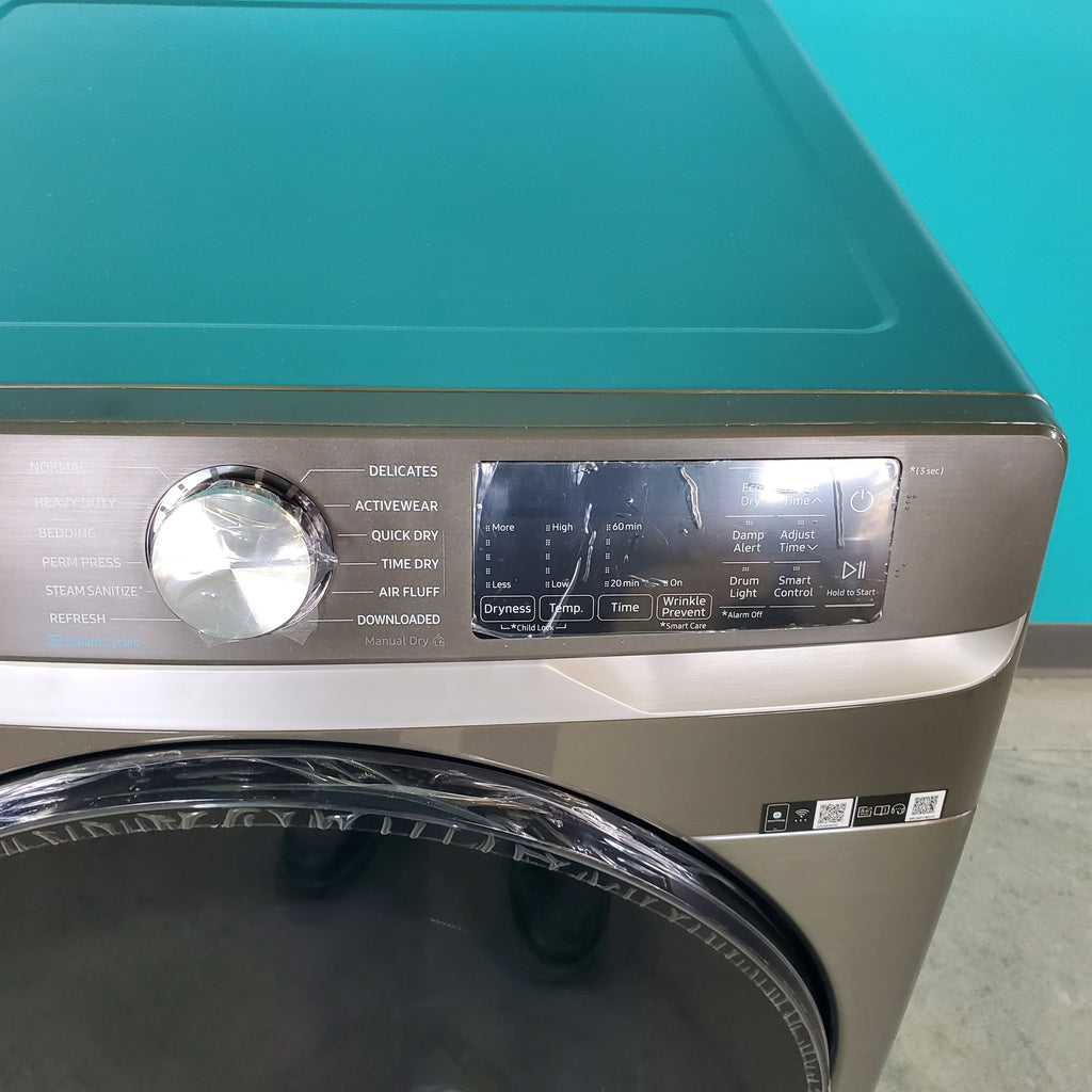 Pictures of Platinum Samsung 7.5 cu. ft. Front Load Electric Dryer with Steam- Scratch & Dent - Minor - Neu Appliance Outlet - Discount Appliance Outlet in Austin, Tx